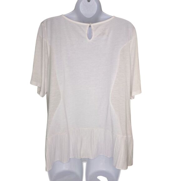 Talbots White Pleated Hem T Shirt Top Size 1XP - Picture 2 of 4